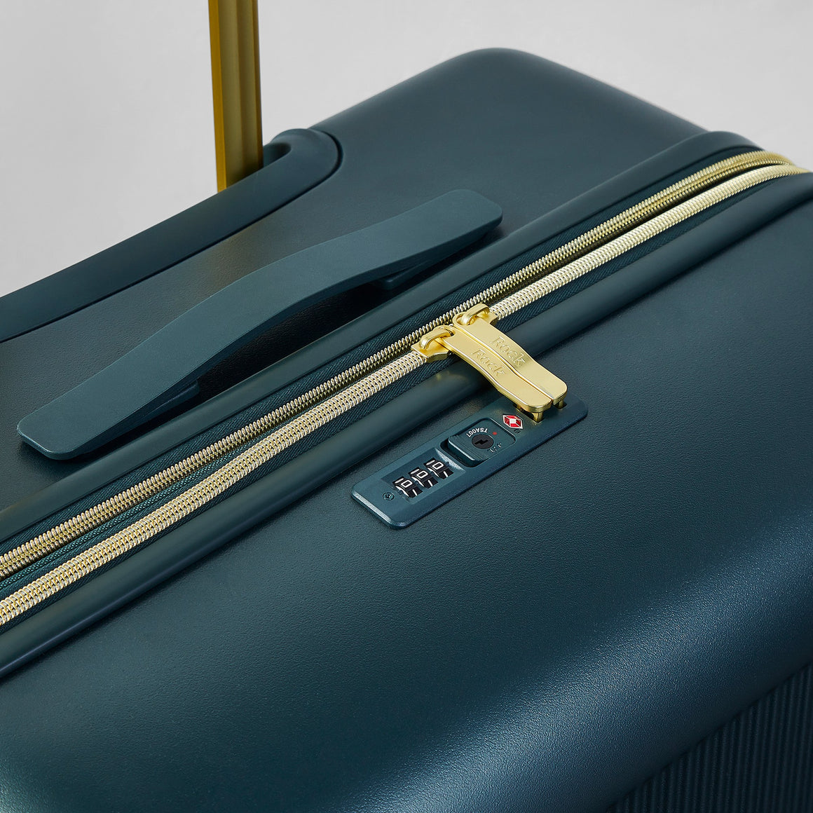 Aria Small Suitcase in Dark Green + Gold