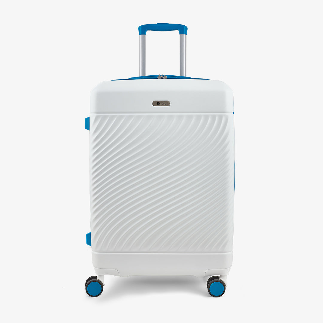 Love Island Medium Suitcase in White + Blue