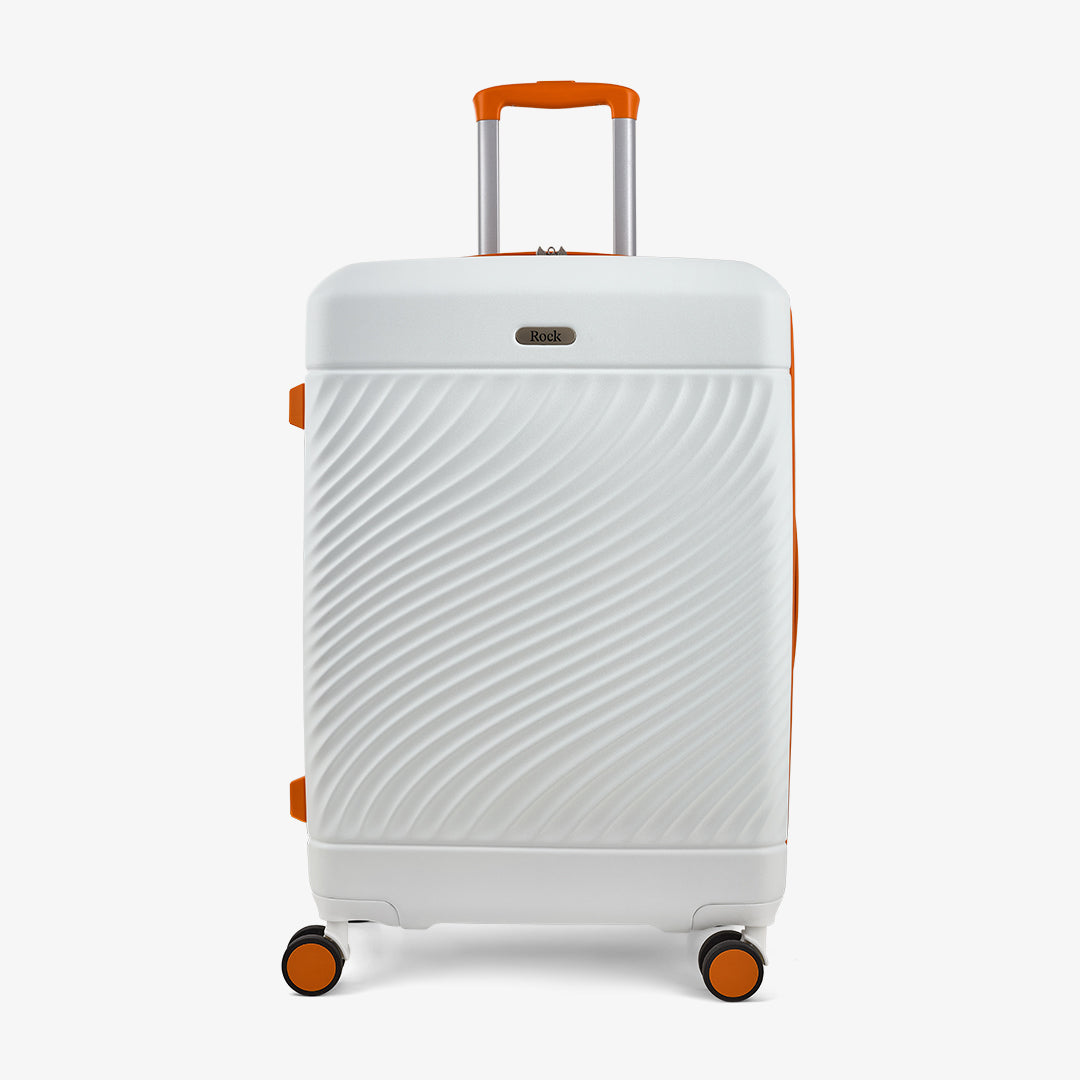 Love Island Medium Suitcase in White + Orange
