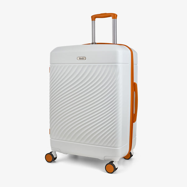 Love Island Medium Suitcase in White + Orange
