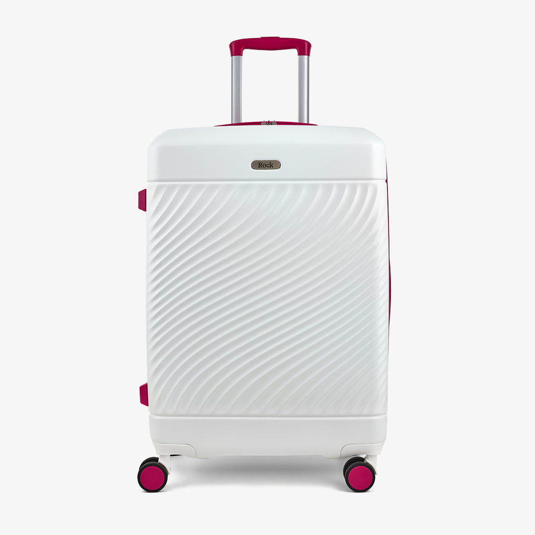 Love Island Medium Suitcase in White + Pink