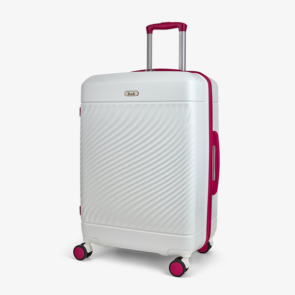 Love Island Medium Suitcase in White + Pink