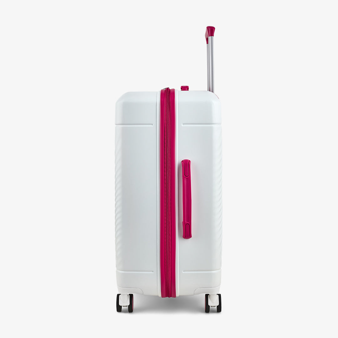 Love Island Medium Suitcase in White + Pink