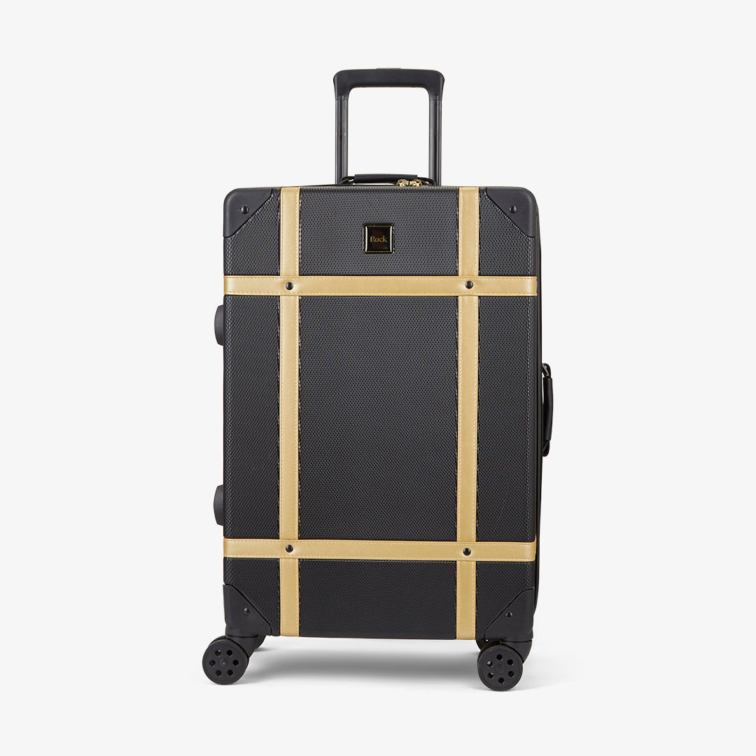 Vintage Medium Suitcase in Black + Gold