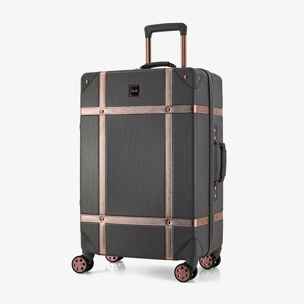 Vintage Medium Suitcase in Charcoal + Rose Gold