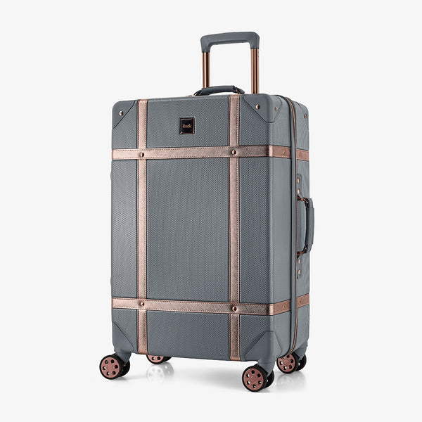 Vintage Medium Suitcase in Grey + Rose Gold
