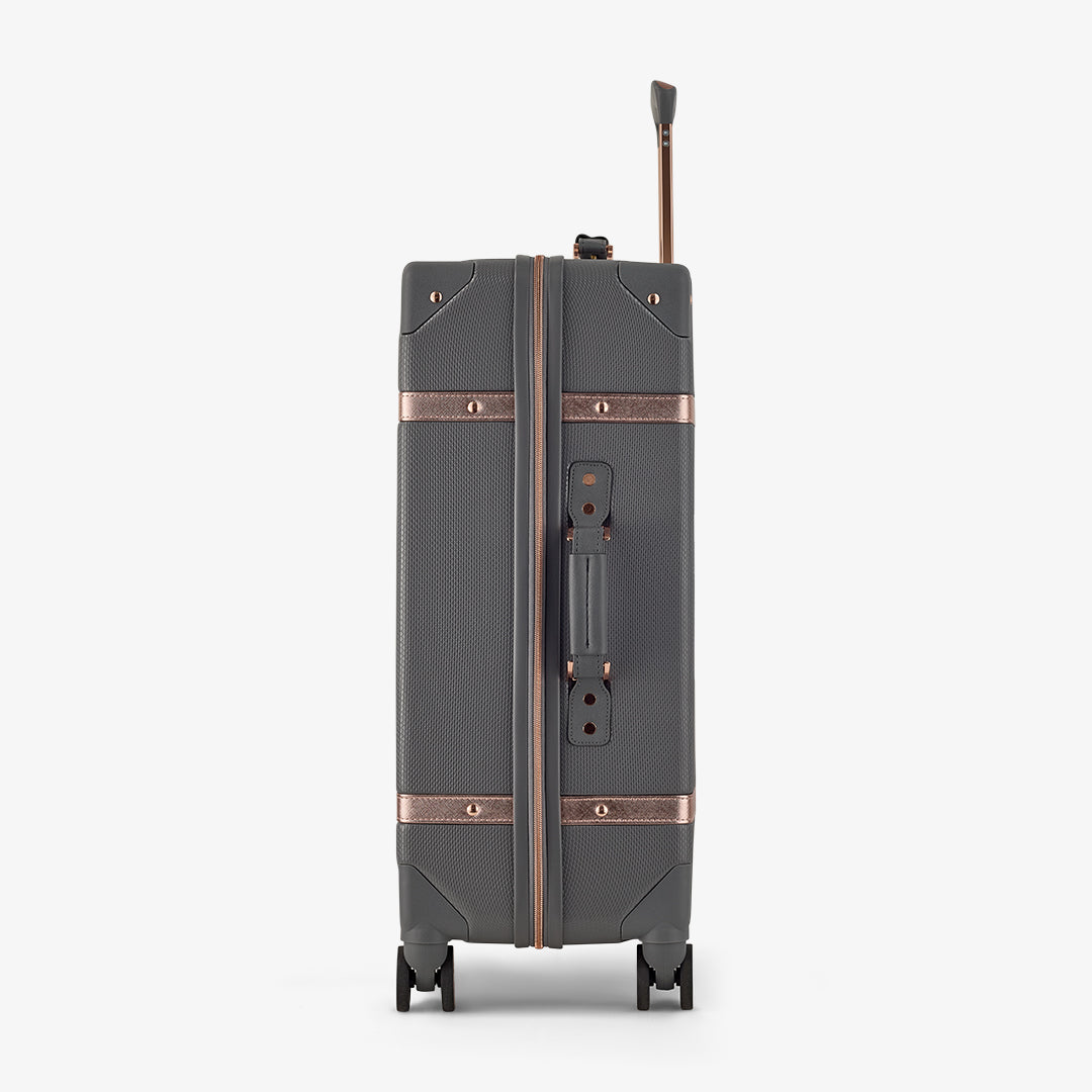 Vintage Medium Suitcase in Charcoal + Rose Gold