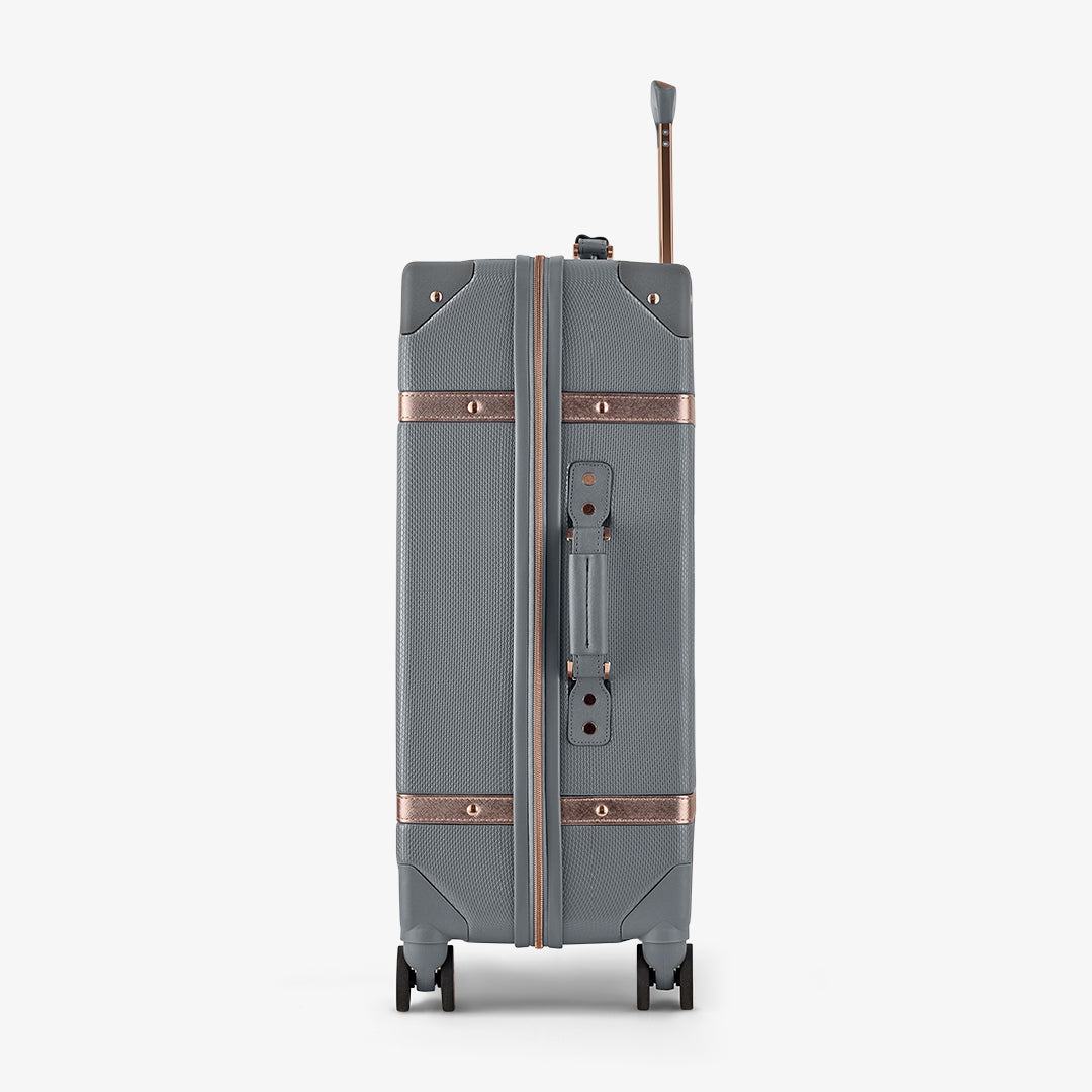 Vintage Medium Suitcase in Grey + Rose Gold