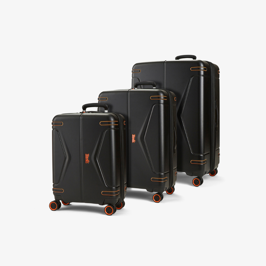 Genesis Set of 3 Suitcases | Black | Rock Luggage
