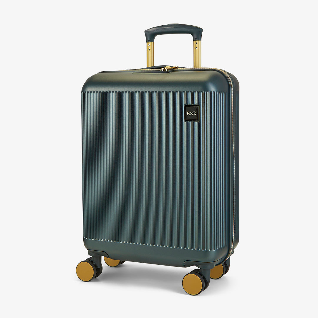 Aria Small Suitcase Dark Green with Gold Accesories Rock Luggage