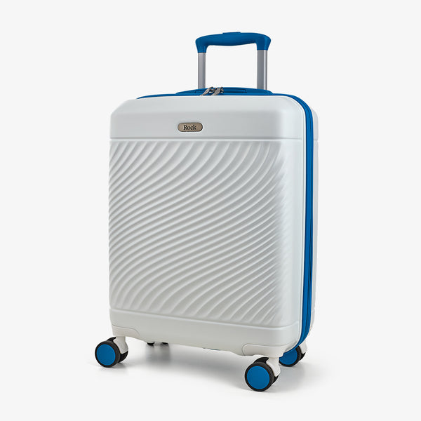 Love Island Small Suitcase in White + Blue