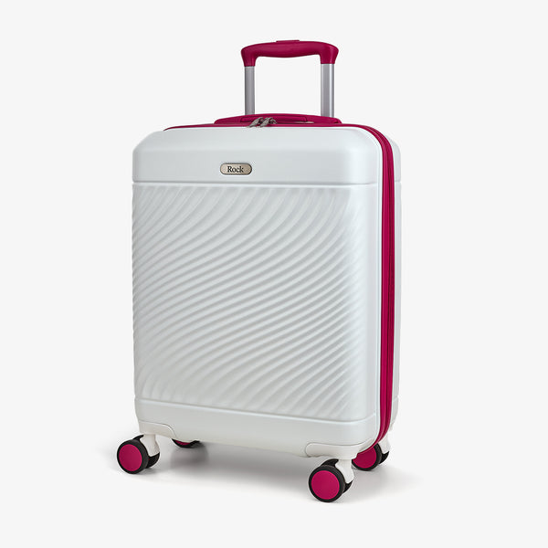 Love Island Small Suitcase in White + Pink