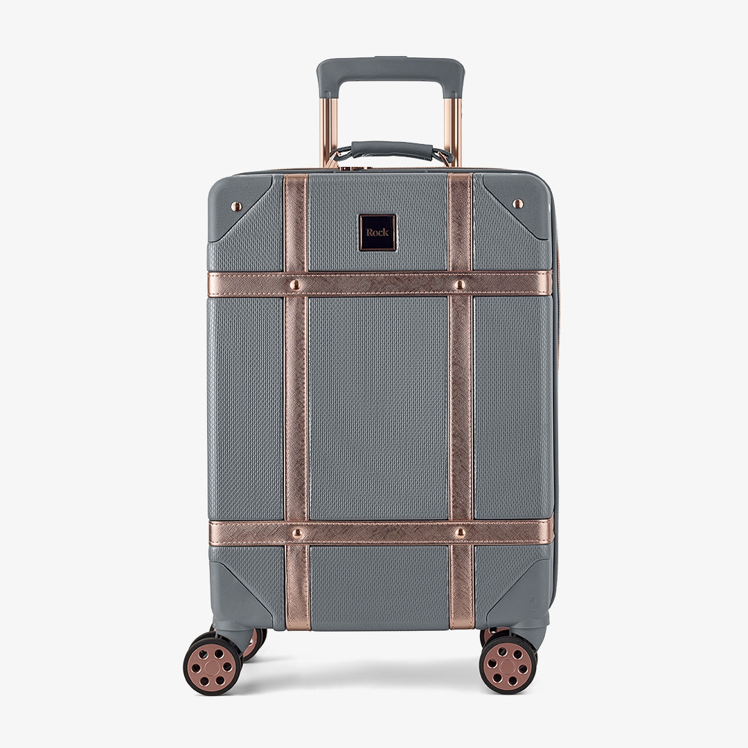 Vintage Small Suitcase in Grey + Rose Gold
