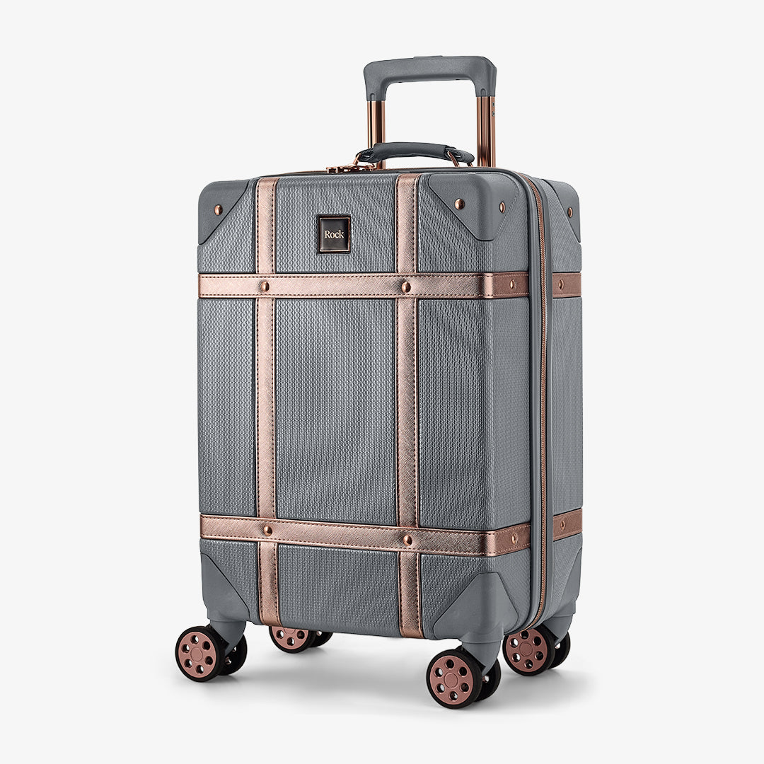 Vintage Small Suitcase in Grey + Rose Gold