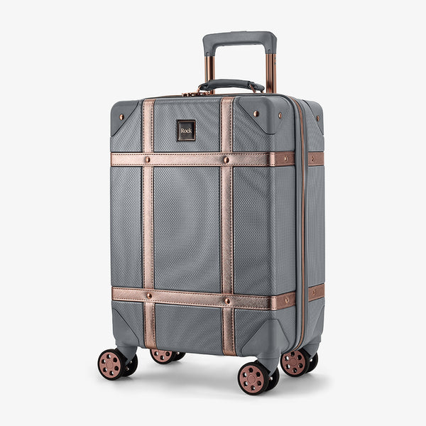 Vintage Small Suitcase in Grey + Rose Gold