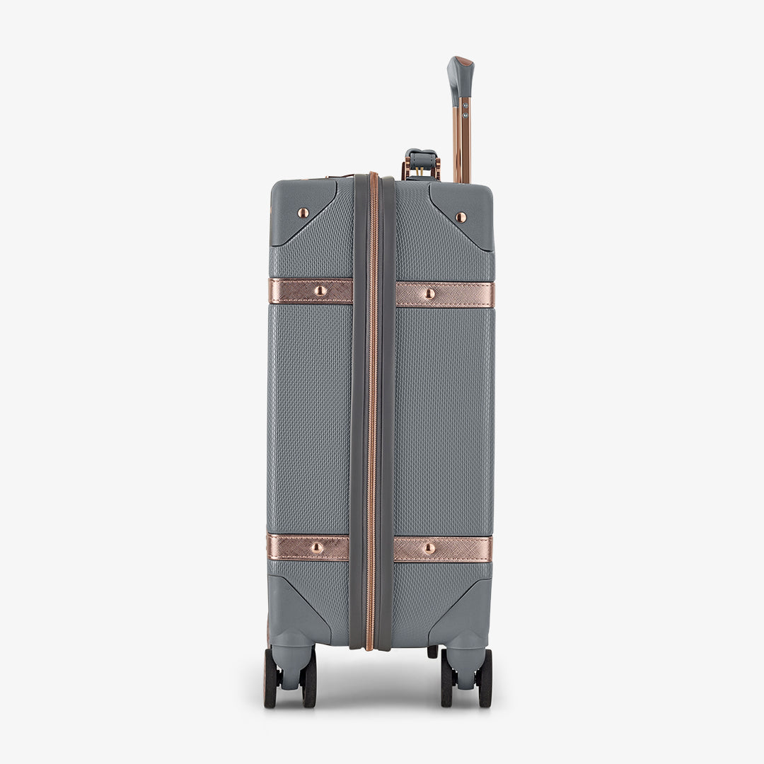 Vintage Small Suitcase in Grey + Rose Gold