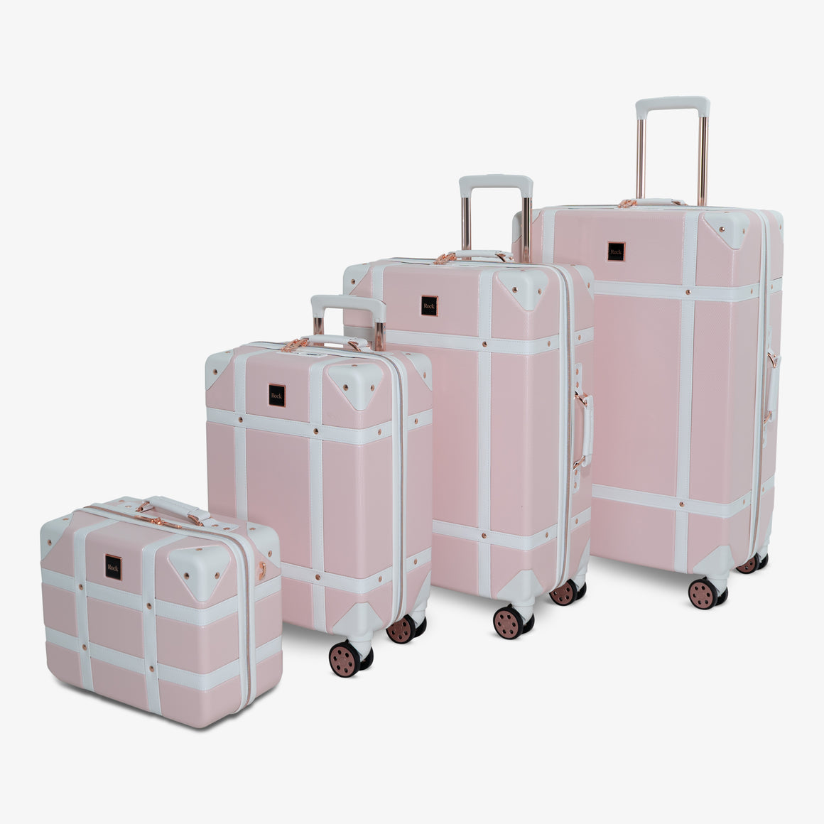 Vintage Set of 4 Suitcases in Baby Pink