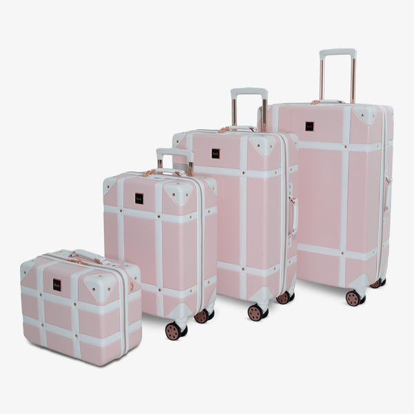 Vintage Set of 4 Suitcases in Baby Pink