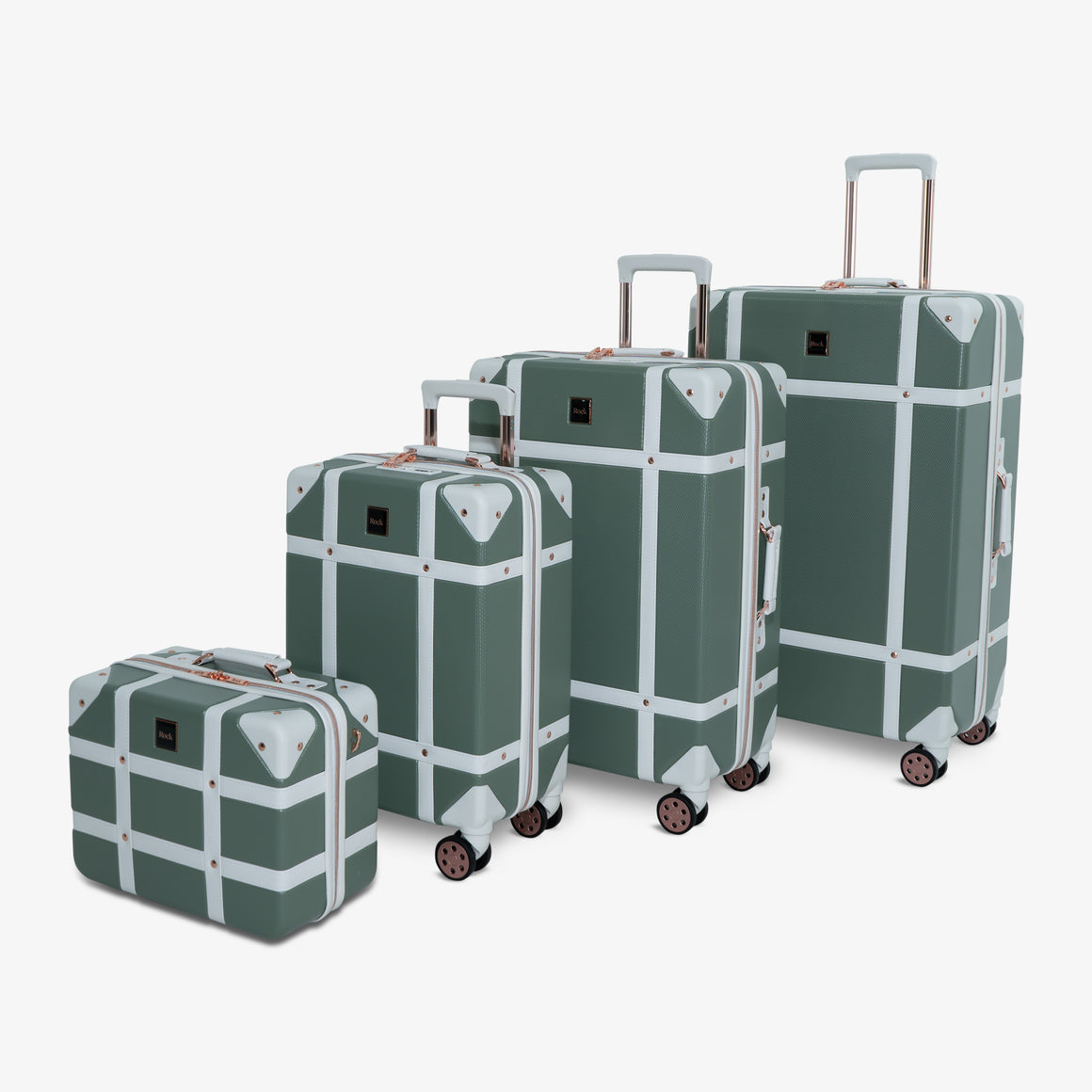 Vintage Set of 4 Suitcases in Sage Green