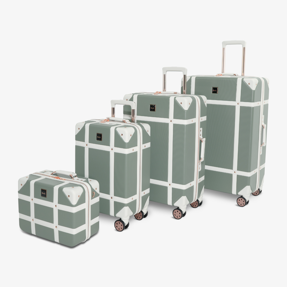 Vintage Set of 4 Suitcases in Sage Green