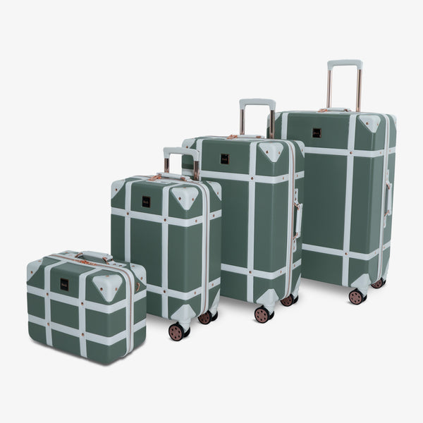 Vintage Set of 4 Suitcases in Sage Green