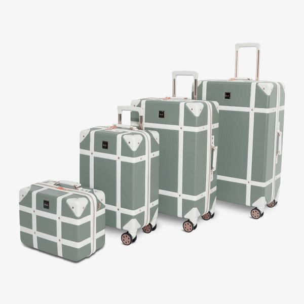 Vintage Set of 4 Suitcases in Sage Green