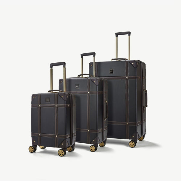 Vintage Set of 3 Suitcases in Black
