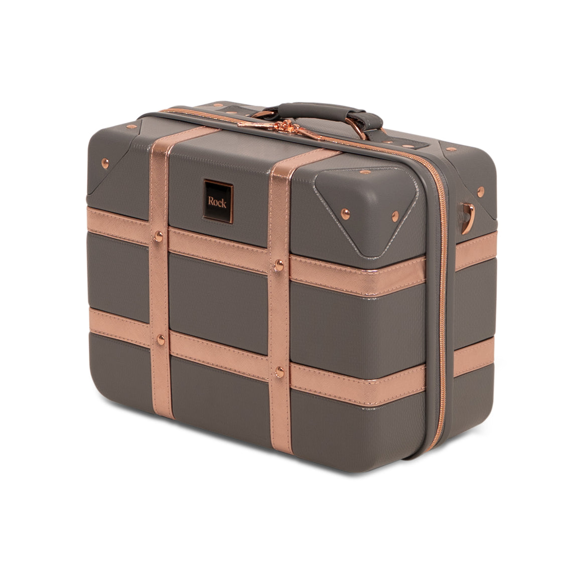 Vintage Vanity Suitcase in Grey + Rose Gold