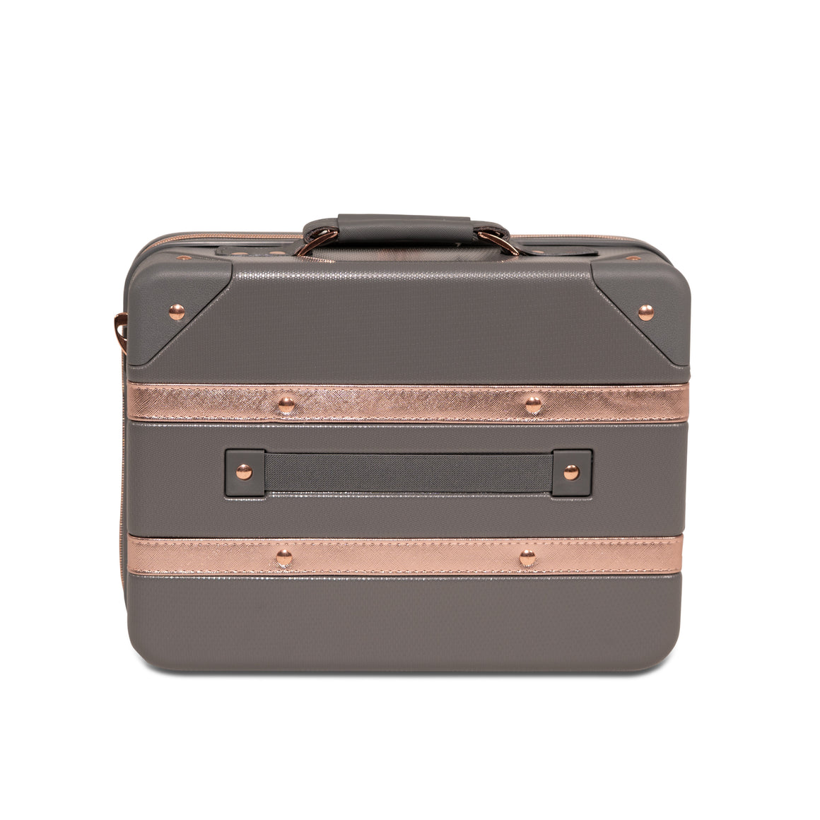 Vintage Vanity Suitcase in Grey + Rose Gold