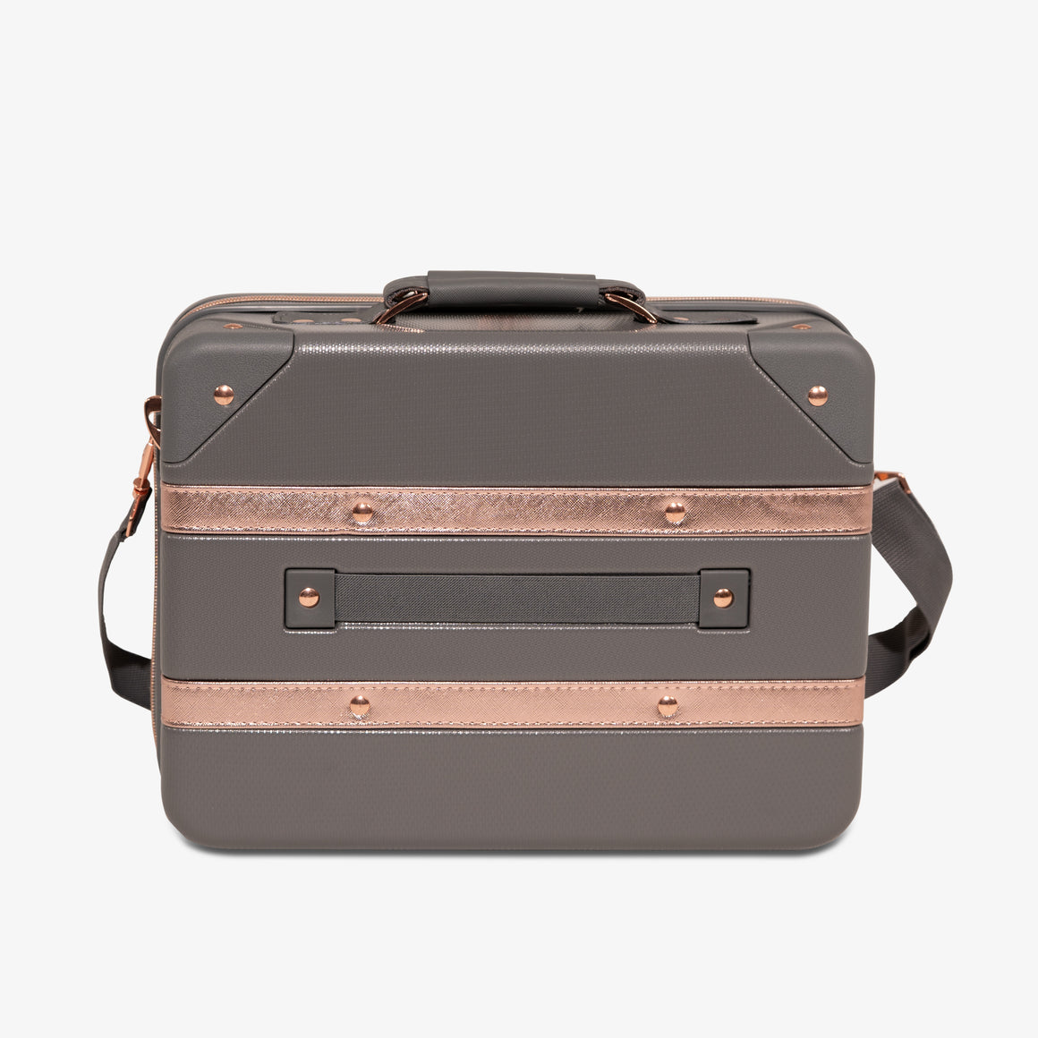 Vintage Vanity Suitcase in Grey + Rose Gold