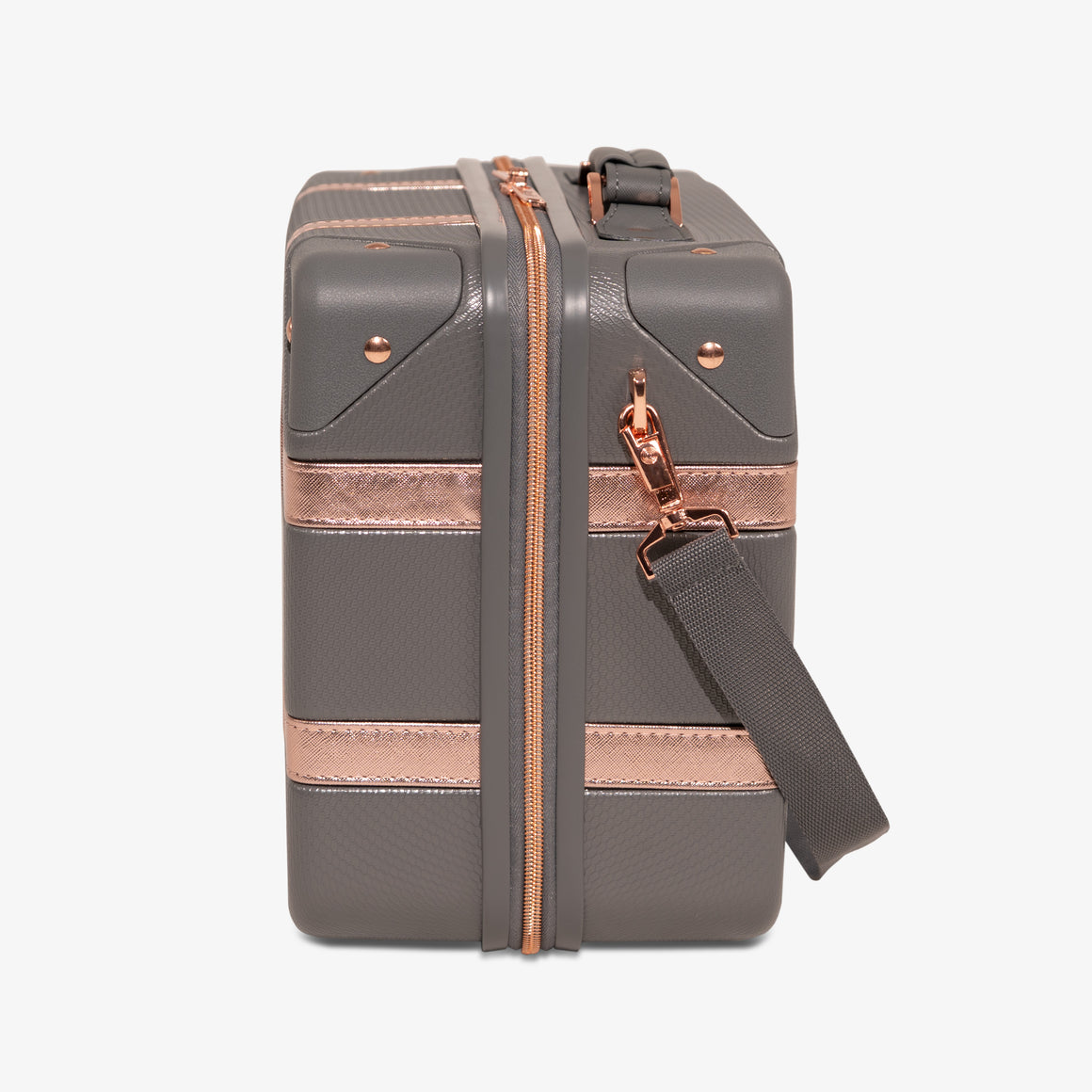 Vintage Vanity Suitcase in Grey + Rose Gold