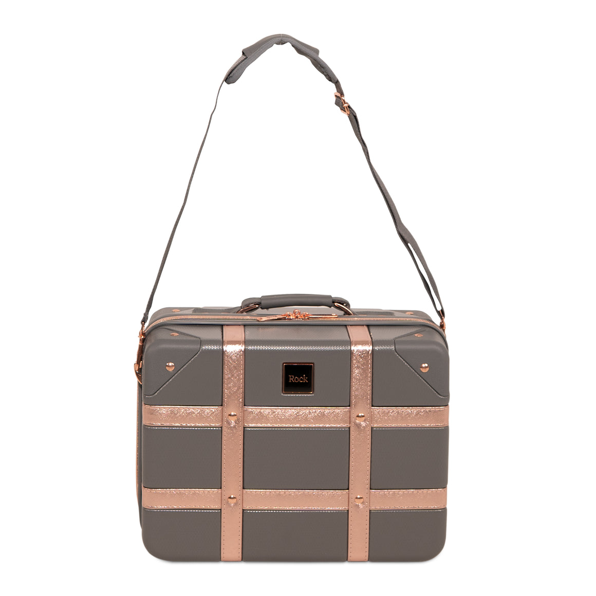 Vintage Vanity Suitcase in Grey + Rose Gold