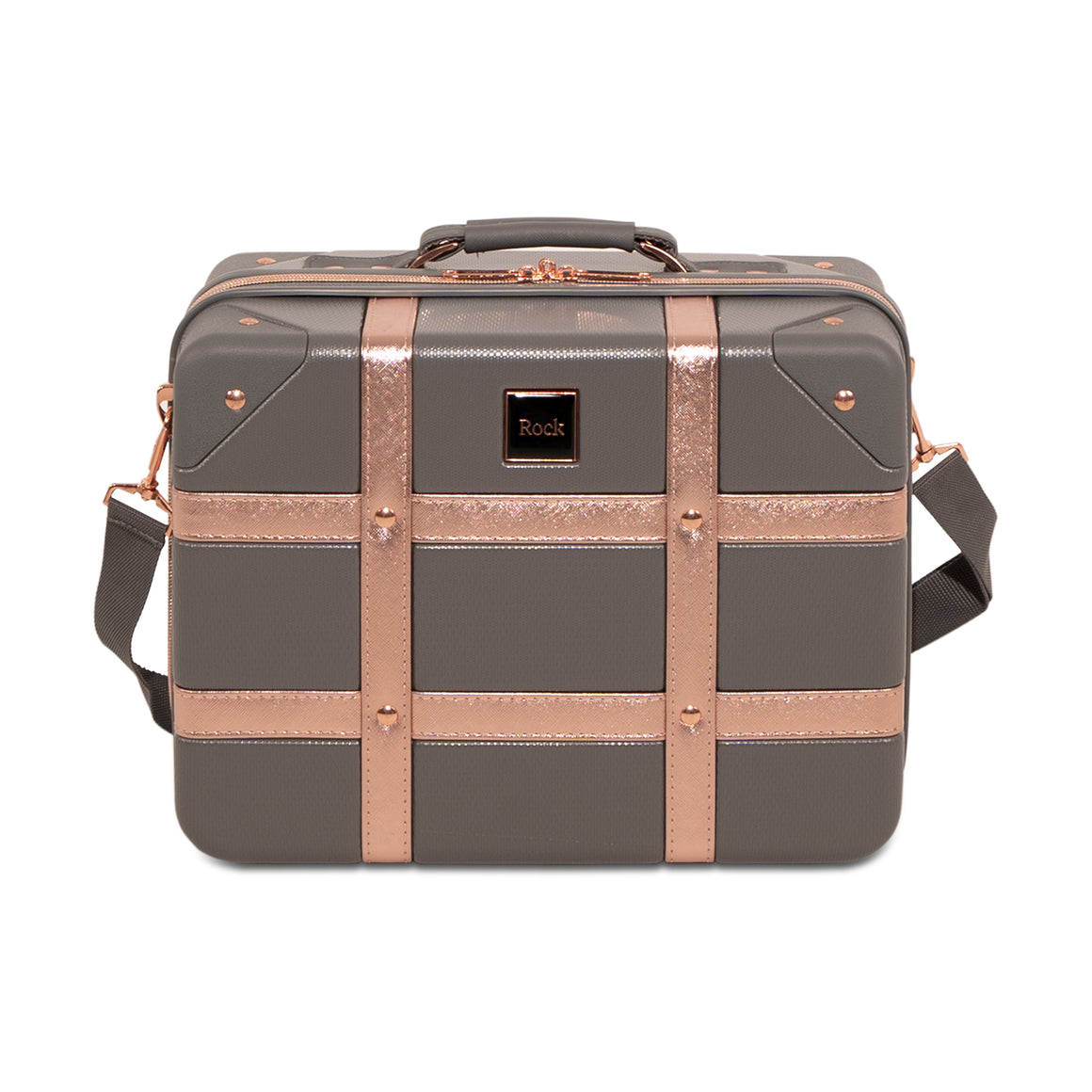 Vintage Vanity Suitcase in Grey + Rose Gold