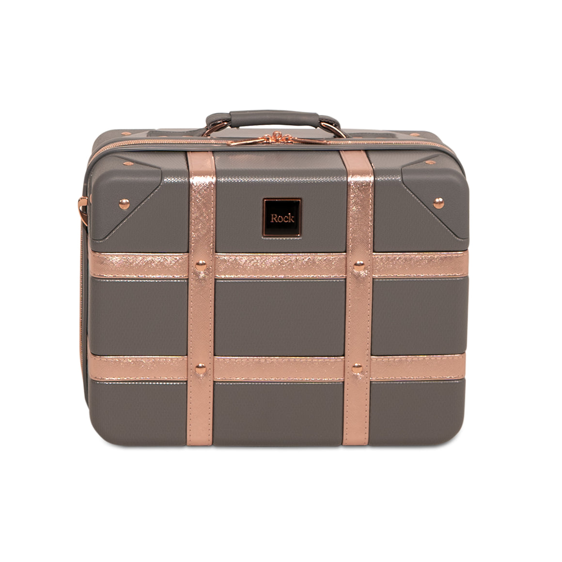 Vintage Vanity Suitcase in Grey + Rose Gold