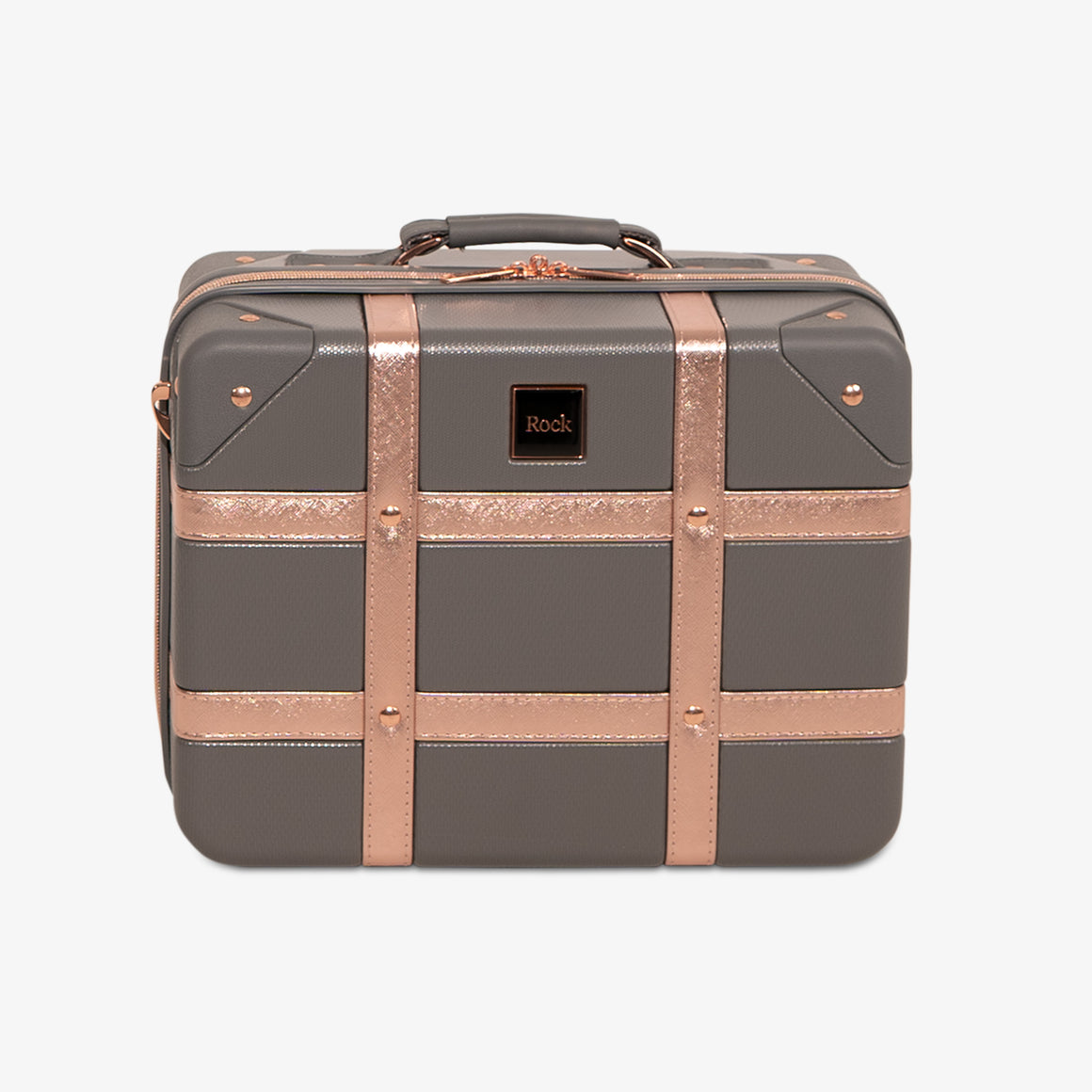 Vintage Vanity Suitcase in Grey + Rose Gold