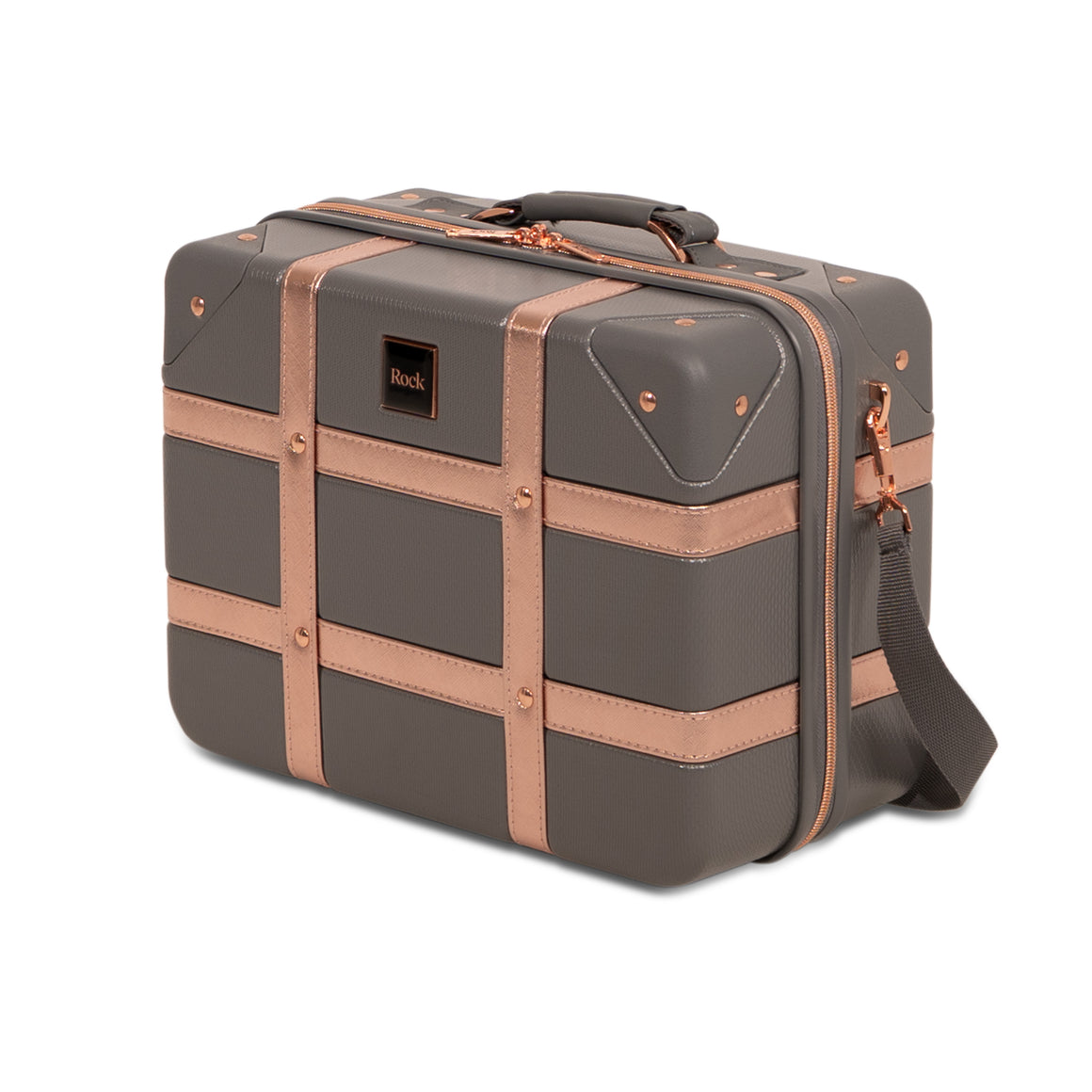 Vintage Vanity Suitcase in Grey + Rose Gold