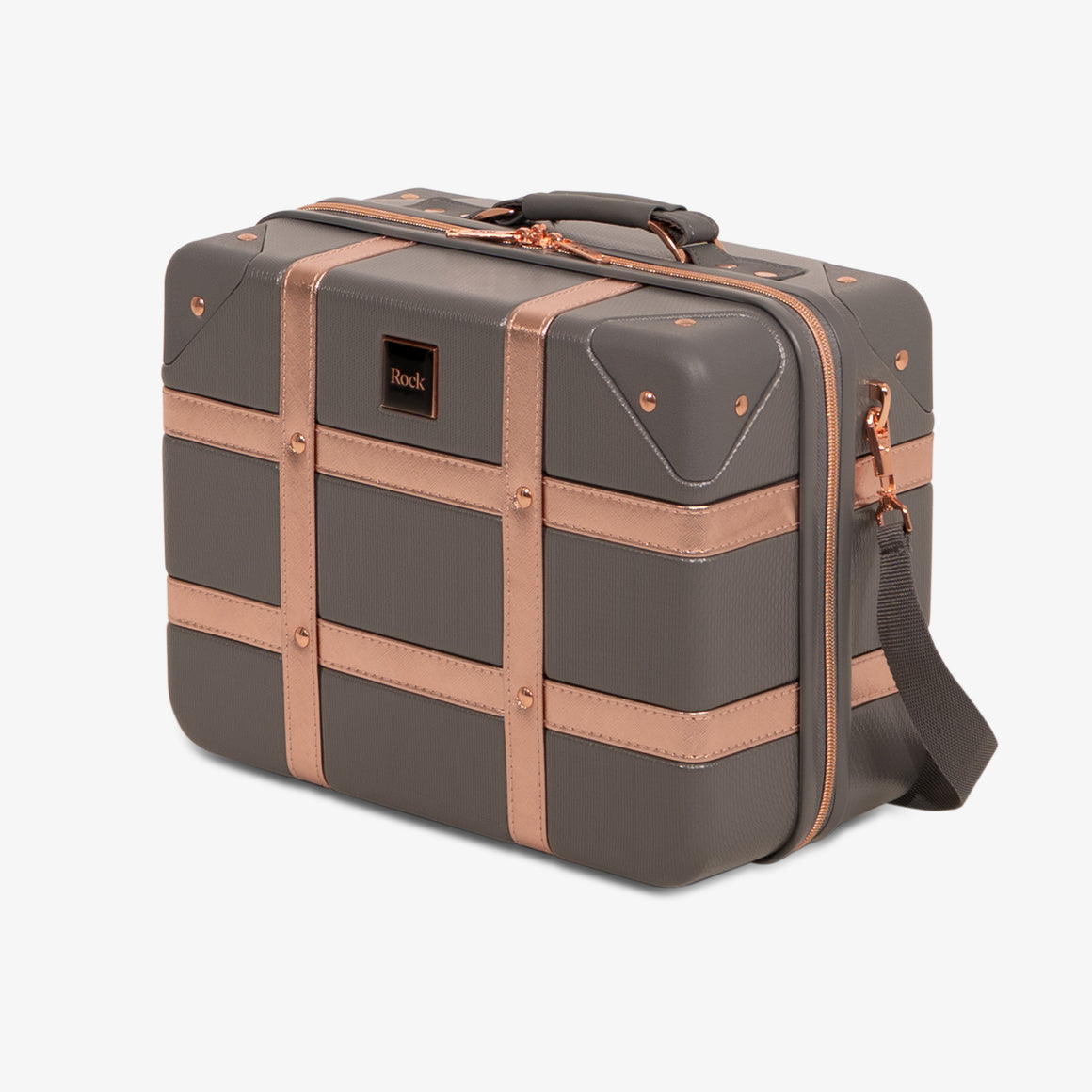 Vintage Vanity Suitcase in Grey + Rose Gold