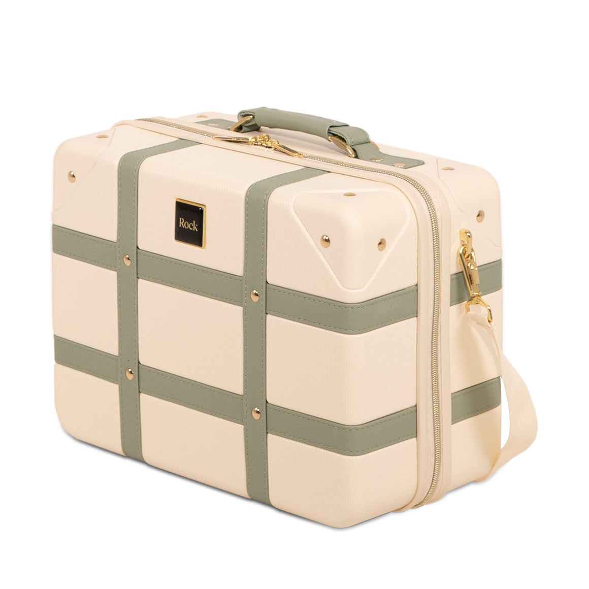 Vintage Set of 4 Suitcases in Cream + Sage