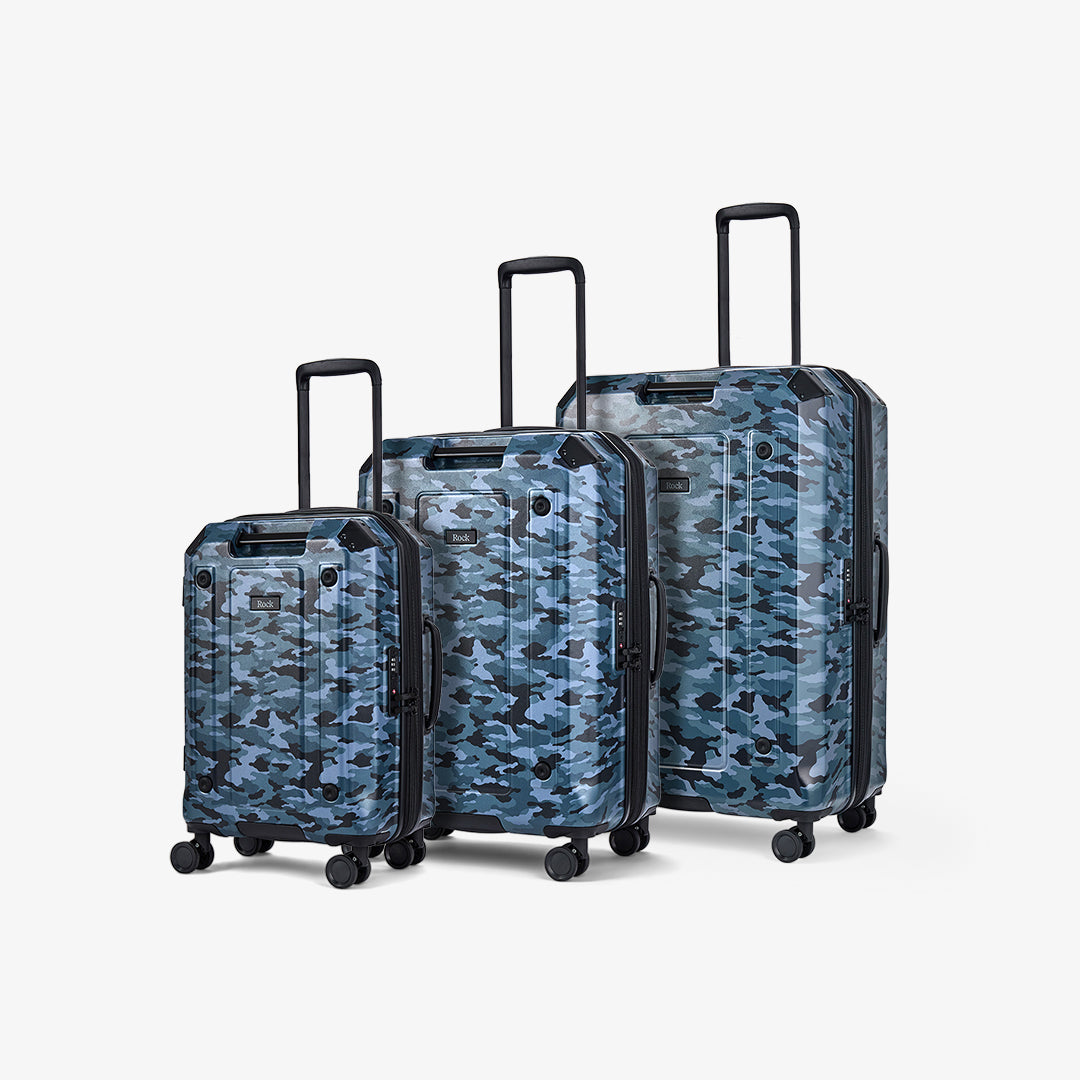 Alpine Set of 3 Suitcases in Blue Camouflage