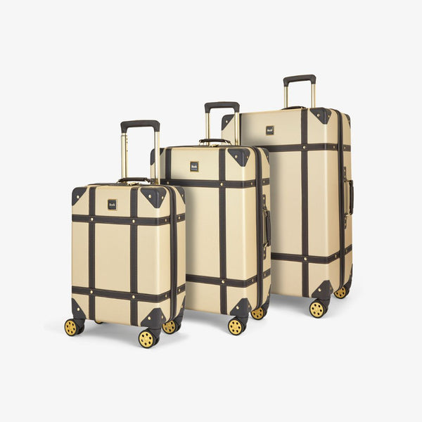 Vintage Set of 3 Suitcases in Gold