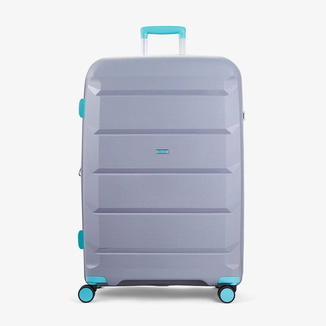 Tulum Set of 3 Suitcases in Grey/Aqua