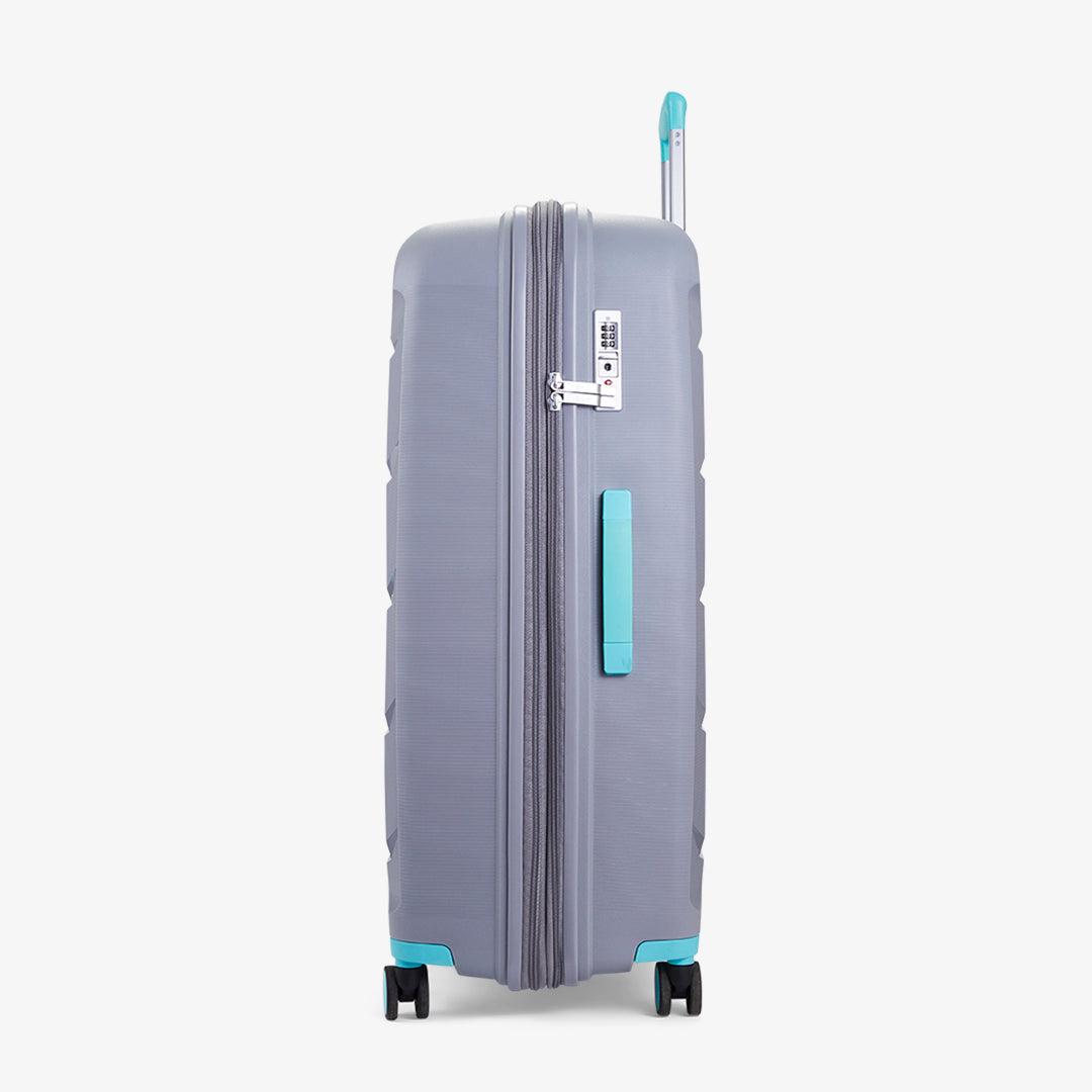 Tulum Large Suitcase in Grey + Aqua