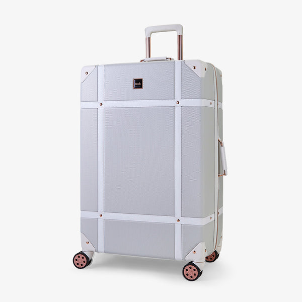 Vintage Large Suitcase Grey with Rose Gold Rock Luggage