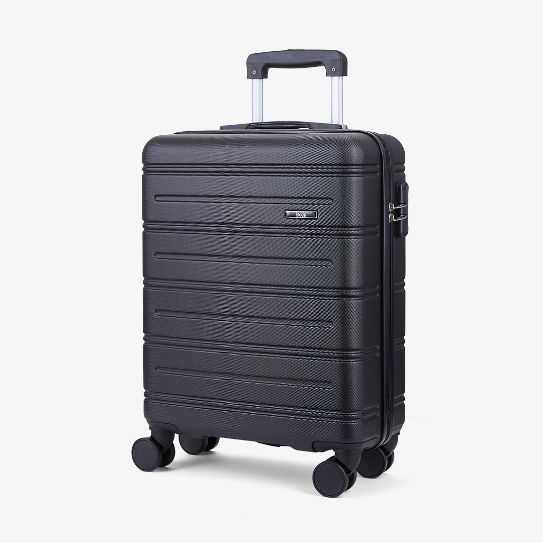 Small black suitcase on wheels hot sale