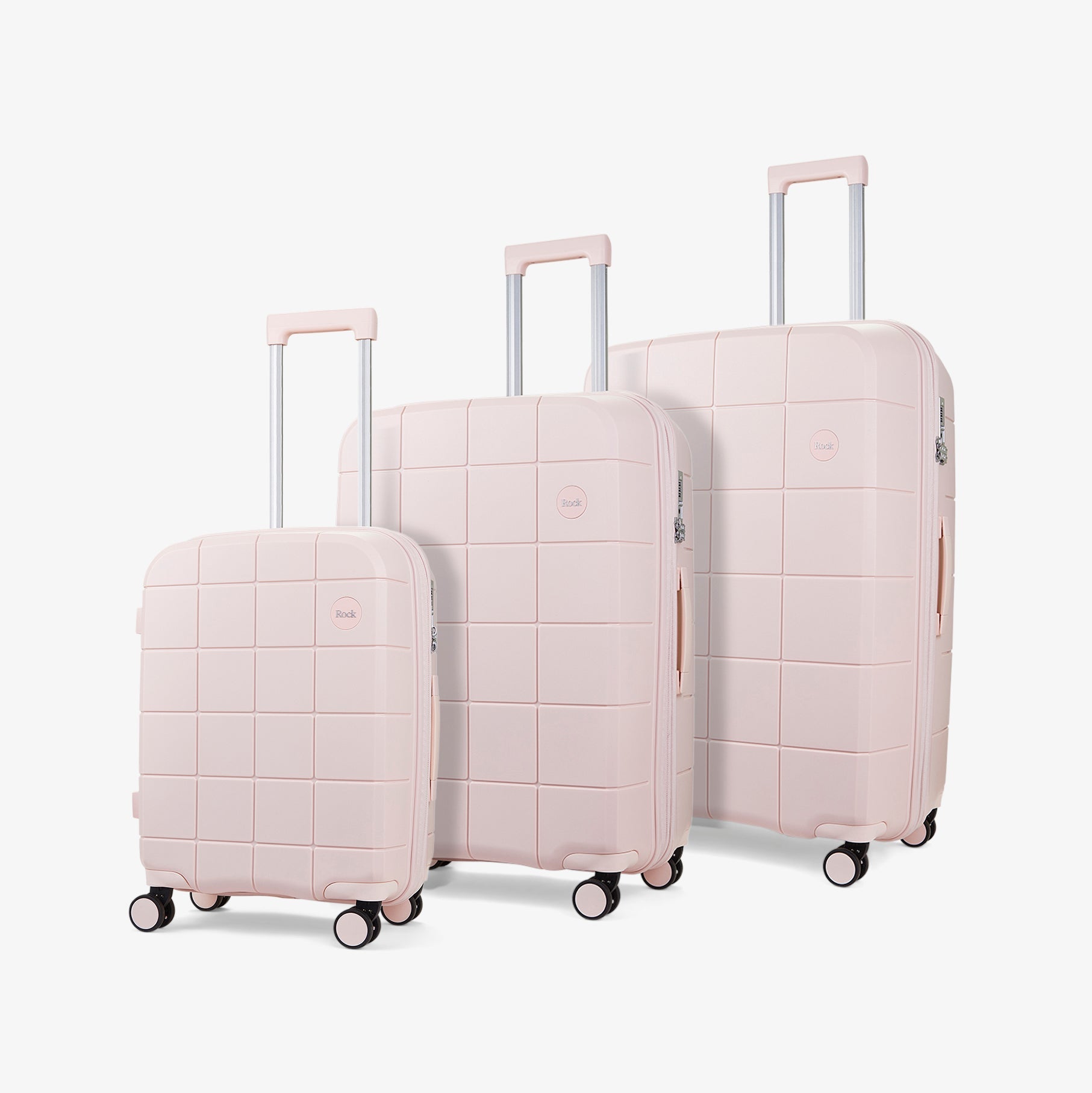 Pink hard shell luggage set top