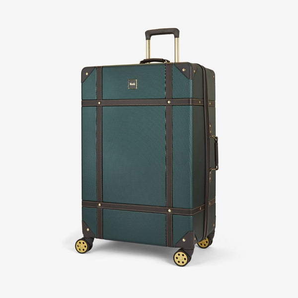 Vintage Large Suitcase In Emerald Green